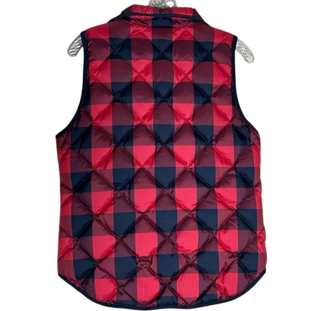 J. Crew Red and Black Checkered Vest